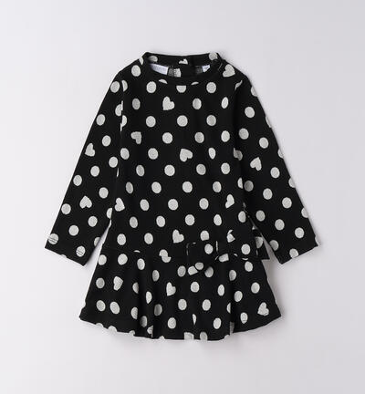 Polka dot dress for girls BLACK