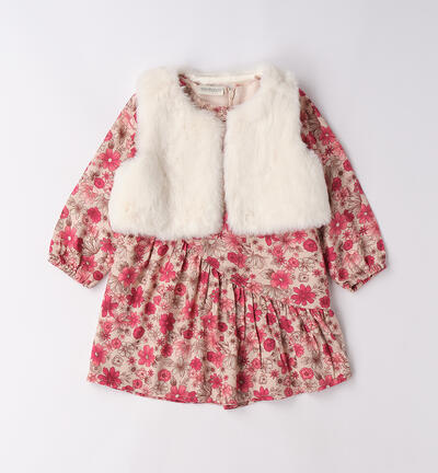 Abito bambina con gilet ROSSO