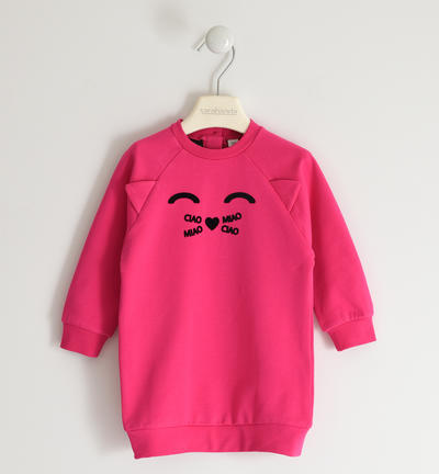 Girl's dress with ears appliques FUCHSIA