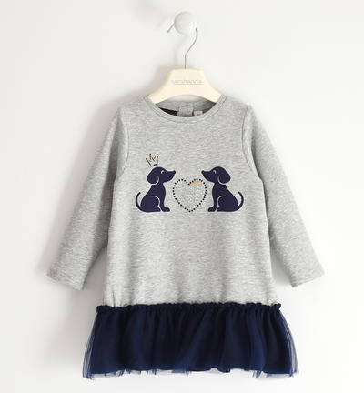 Girl's dress with tulle GREY