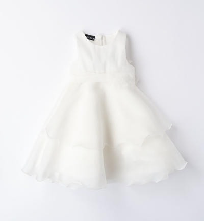 Girl's occasion wear dress with belt CREAM