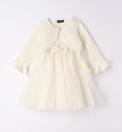 Girl's occasion wear dress with shrug CREAM