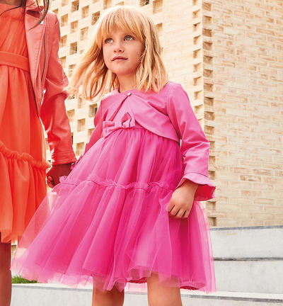 Girl's occasion wear dress with shrug PINK