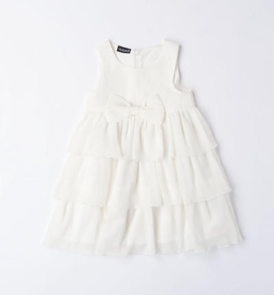 Girl's elegant dress with bow CREAM
