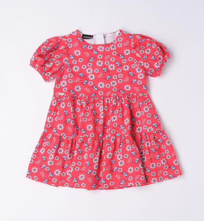 Girl's summer dress with flowers RED
