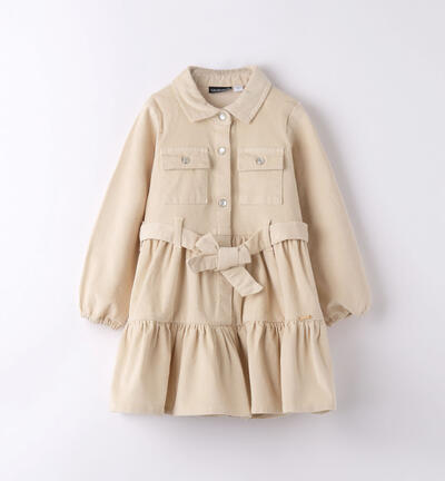 Girls' corduroy dress BEIGE