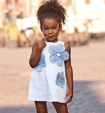 Abito per bambina con fiori BIANCO