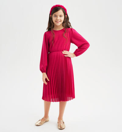 Girls' elegant dress in lurex FUCHSIA