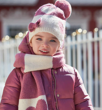 Girl's beret with bow PINK