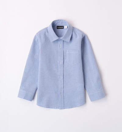 Boys' 100% cotton micro pattern shirt BLUE