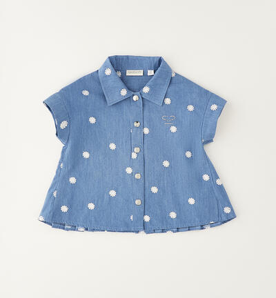 Camicia 100% cotone per bambina AZZURRO