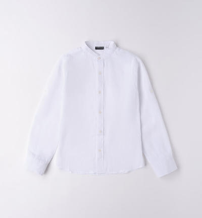 Boys' 100% linen shirt WHITE
