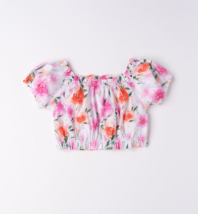 Camicia a fiori ragazza PANNA