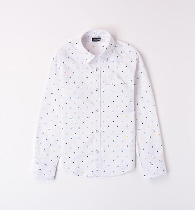 Boys' polka dot shirt WHITE