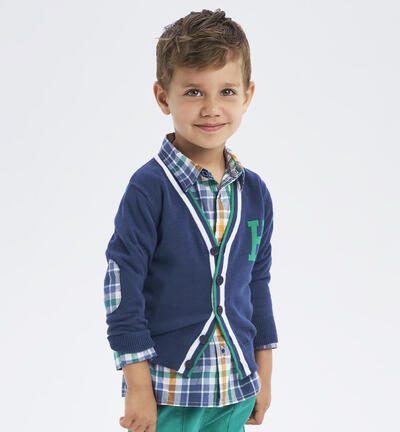 Boys' checked shirt BLUE