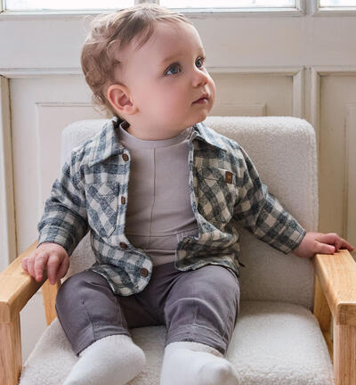 Camicia a quadri bimbo GRIGIO