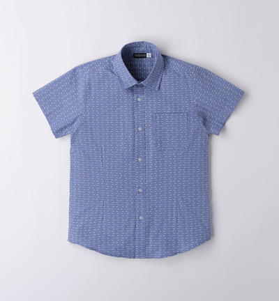 Boys' fitted short-sleeved shirt LIGHT BLUE