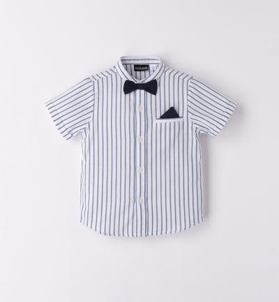 Boys' short-sleeved shirt with bow tie BLUE