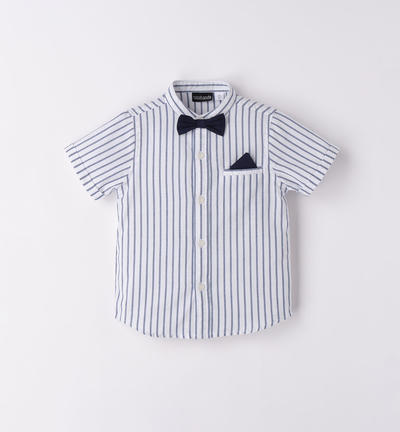 Camicia manica corta bambino con papillon BLU