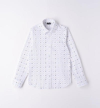 Boys' long-sleeved shirt with pocket square WHITE