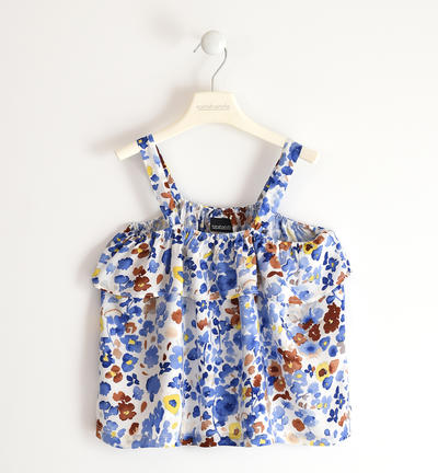 Multicolour floral patterned shirt for girl LIGHT BLUE
