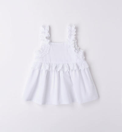 Girl's broderie anglaise top WHITE