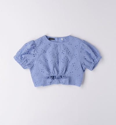Camicia sangallo ragazza BLU