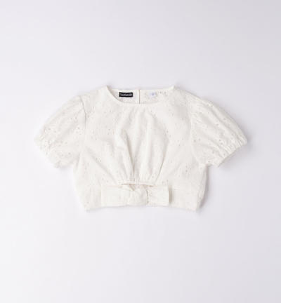 Camicia sangallo ragazza PANNA