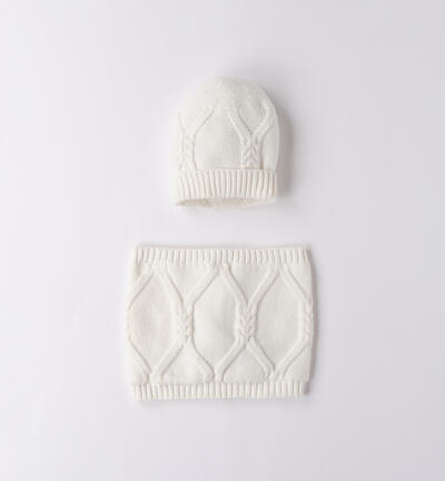 Hat and scarf for boys CREAM