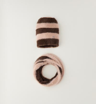 Cappello e sciarpa per ragazza MARRONE