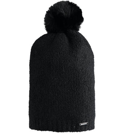 Cappello ragazza con pompon NERO