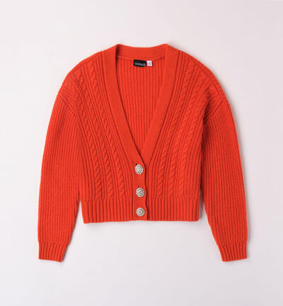 Girls' orange cardigan ORANGE