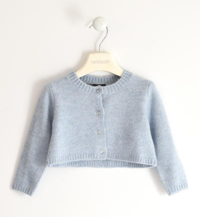 Girl's stretch knit cardigan LIGHT BLUE