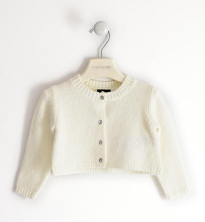 Girl's stretch knit cardigan CREAM