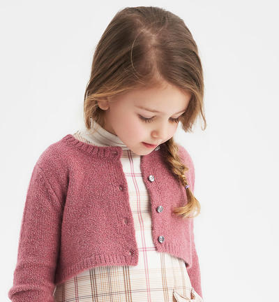 Girl's stretch knit cardigan PINK
