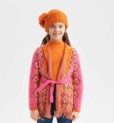 Girls' belted cardigan ORANGE