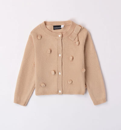 Cardigan con pompon per bambina BEIGE