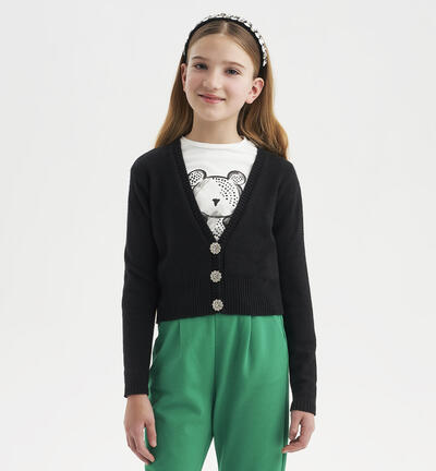 Girls' black cardigan BLACK