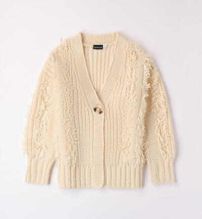 Girls' cardigan with button BEIGE