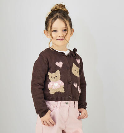 Cardigan Sarabanda bambina MARRONE