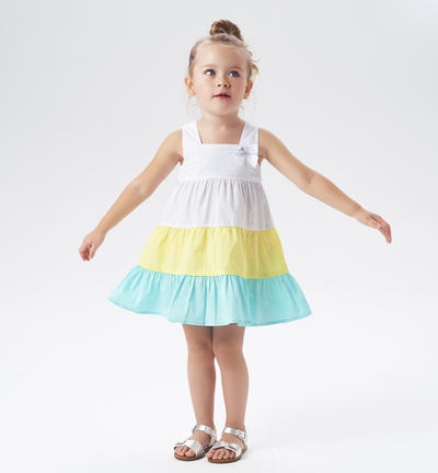 Girl's colourful summer dress WHITE