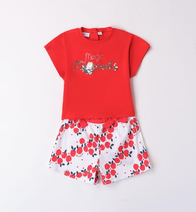 Girls' T-shirt and shorts outfit RED