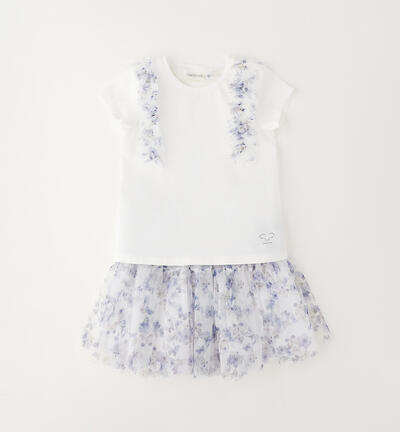 Completo bambina a fiori BIANCO