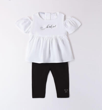 Girls' outfit with top and leggings WHITE