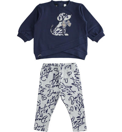 Girl's outfit with little dog BLUE