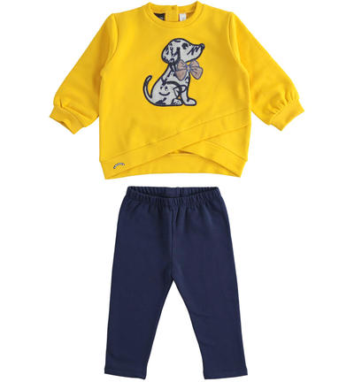 Girl's outfit with little dog YELLOW