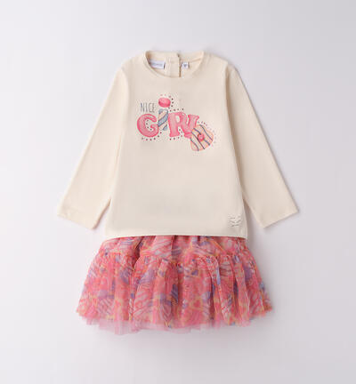Completo bambina con gonna PANNA