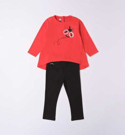 Girl's stretch cotton outfit RED