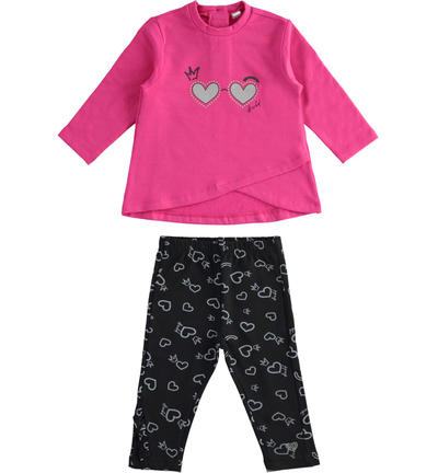 Completo bambina maxi felpa e leggings FUCSIA