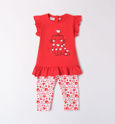Girls' T-shirt and leggings with hearts 